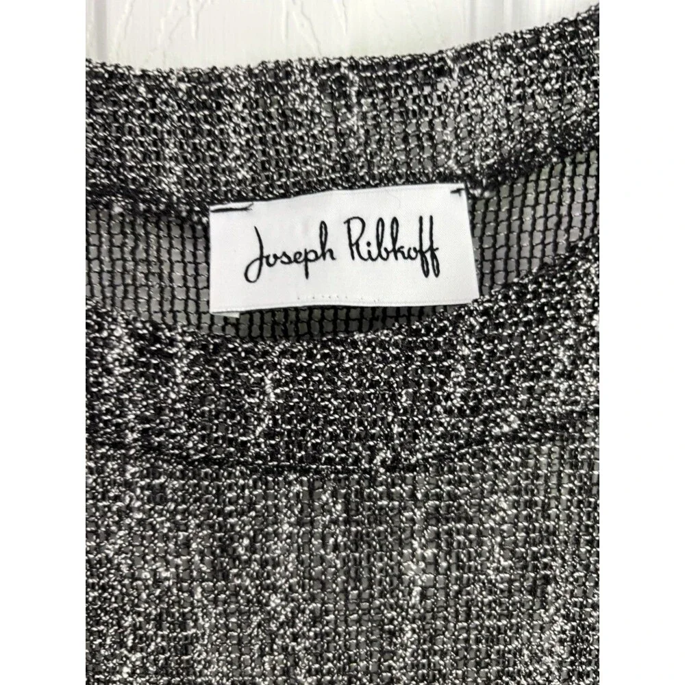 Joseph Ribkoff Knit Sweater Patchwork Black White Lagenlook Oversized L/XL
